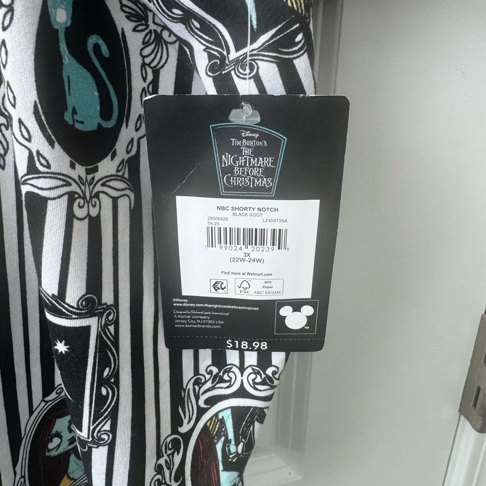 Disney A Nightmare Before Christmas Short-Sleeve Pjs - Black & White 3x NWT - Picture 5 of 5
